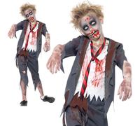 Zombie Niño de Escuela Disfraz Uniforme Halloween Siniestro Demonio Muerte