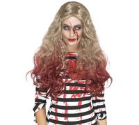Zombie Pelucas Adultos Manchado de Sangre Halloween Hombre Mujer Horror Rizado