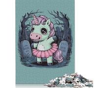 Zombie Unicorn In Graveyard Puzzles Imposible,desafío for Adults Entretenimiento Creativo 1000 Piezas Obra De Arte De Juego De para Adultos Y Niños A Partir De 12 Años 500pcs (52x38cm)