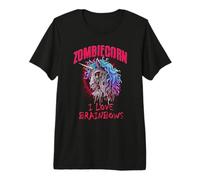 Zombie Unicornio I Love Brainbows Punk Rock Gótico Divertido Camiseta Premium