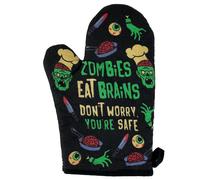 Zombies Eat Brains No te preocupes, ests seguro Mitt Funy Halloween Undead Kitchen Glove de cocina grfica grfica Halloween Halloween Zombie Black