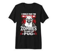 Zombies To Save My Pug Funny Dog Lover For Halloween Camiseta Premium