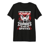 Zombies To Save My Sphynx Cat Kitty Funny Cats Lovers Camiseta Premium