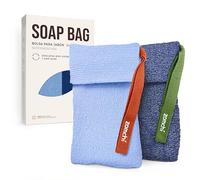 ZOMCHI 2 Bolsas de Jabón para Barras de Jabón con Diferente Rugosidad, Bolsas Exfoliantes para Guardar Jabón, Bolsa de Jabón para Gel de Baño (Azul)