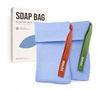 ZOMCHI 2 Bolsas para Jabón En Barra, Bolsa Exfoliante para Gel De Baño (Azul, Exfoliación Suave)