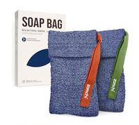 ZOMCHI 2 Bolsas Para Jabón En Barra, Bolsas Exfoliantes, Bolsa Para Jabón Corporal (Azul, Exfoliación Profunda)
