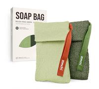 ZOMCHI Bolsa de Jabón Exfoliante, Paquete de 2 Bolsitas con Malla Gruesa y Suave para Una Exfoliación Eficaz, Bolsas Protectoras para Una Espuma Abundante (Verde Oliva)