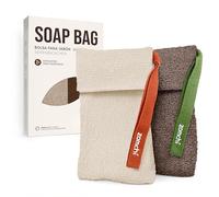 ZOMCHI Bolsas De Jabón, 2 Bolsas Exfoliantes Con Diferente Rugosidad, Esponja De Lufa Para Hombres Y Mujeres, Exfoliante Corporal Para Una Piel Suave Y Limpia (Marrón)