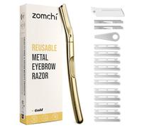 ZOMCHI Cuchillas dermaplaning facial con 11 cuchillas para mujeres y hombres, recortadora de cejas con tapa protectora de silicona, maquinilla de afeitar para cejas, Oro mate