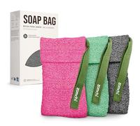 ZOMCHI Pack de 3 Bolsas Exfoliantes para Jabón, Esponja Corporal, Fundas para Jabón en Barra, Bolsa para Jabón en Barra para Una Exfoliación Profunda