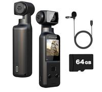 ZOMFOM Cámara corporal 4K con micrófono externo, mini cámara de bolsillo de video y audio, cámara de rotación de 270° para deportes al aire libre, bicicleta, viajes, policía, civiles personales, 64 GB