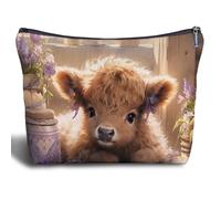 Zomhix Bolsa de maquillaje Baby Highland Cow - Regalos de vaca de las tierras altas occidentales, Highland Cow- E