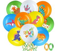 Zomiboo 40 Globos de Látex de Dinosaurio Decoración de Fiesta de Dinosaurios Surtida de 30 cm con 2 Rollos de Cinta para Niños Fiesta Temática de Selva Fiesta de Cumpleaños de Bebé