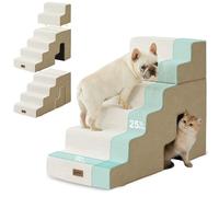 ZOMISIA Escalones para perros para camas altas - Escaleras para mascotas de 6 escalones de 29 pulgadas de alto con túnel 2 en 1 con cremalleras adecuadas para perros y gatos pequeños, escaleras