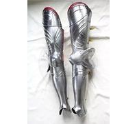 Zomitiya Armadura medieval de acero para piernas completas: Cuisses, Poleyns y Greaves con correas de cuero ajustables para LARP, recreación y cosplay
