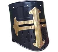 Zomitiya Casco cruzado | Cascos de caballero medieval de metal | Calidad premium + forro de cuero ajustado | Cascos Dark Knight Great Helm Crusades para adultos