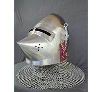Zomitiya Casco de caballero medieval Bascinet con Chainmail Aventail Battle Ready casco de regalo