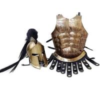 Zomitiya Disfraz de casco estilo Leonidas de Spartan King con pluma negra y armadura muscular