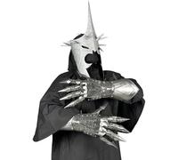 Zomitiya Disfraz de rey brujo del Señor de los Anillos, disfraz medieval nazgul Ringwraith con casco plateado y guanteletes, negro