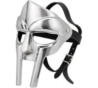 Zomitiya Máscara de gladiador MF DOOM de acero ajustable, máscara facial medieval para Halloween, fiestas de disfraces y cosplay