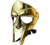 Zomitiya Máscara facial medieval dorada Mid Villian Armor MF Doom Gladiator Máscara facial de acero, réplica de disfraz de juego de rol