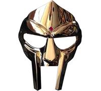 Zomitiya Máscara facial medieval MF Doom Gladiator | Máscara facial de metal con acabado dorado lista para la batalla con correas de cuero | Máscara portátil para adultos para Halloween, cosplay