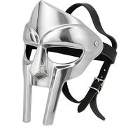 Zomitiya Máscara MF Doom, máscara medieval romana de gladiador vikingo, casco de metal Maximus, máscara facial mf doom Mad-Villian, ideal para fiestas de disfraces, cosplay, bailes de máscaras y