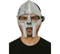 Zomitiya Mf Doom - Máscara de gladiador romano, máscara facial MF Doom Medieval, máscara vikinga, casco de gladiador romano, máscara facial MF Doom, máscara vikinga, color plateado