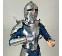 Zomitiya Traje de caballero gótico medieval de armadura cruzada de combate de cuerpo completo