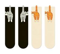 ZOMKIFA Calcetines Gato Set 2 Pares 3D Gato Divertidos Calcetines Regalo San Valentino Para Mujeres Hombres Amantes Gatos Algodón