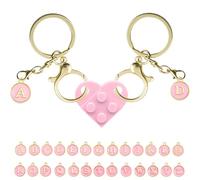 ZOMKIFA Llavero Corazón Personalizable para Parejas & Amigos, Set Simbólico Romántico, Regalo San Valentino & Aniversario(Rosa)