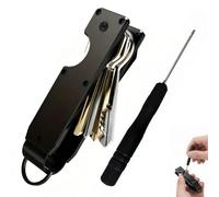ZOMKIFA Organizador de Llaves Metálico | Portallaves Compacto 2-6 Llaves | Anti-Ruido Key Case con Destornillador | Estuche Llaves Hombre Mujer | Caja Organizadora Metal | Negro