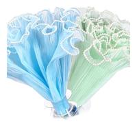 ZOMKIFA Papel para Ramos Flores Set 2 Piezas Perlas 28x360cm Azul Claro Verde Claro Empaque Flores San Valentino Boda Florista