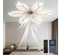 ZOMLBOF Lampara Ventilador Techo Silencioso y Regulable,Fan Light Ceiling de 6 Velocidades con Temporizador,Ventilator Lampe Reversible con APP y Mando a Distancia Para Sala,blanco