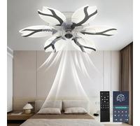 ZOMLBOF Lampara Ventilador Techo Silencioso y Regulable,Fan Light Ceiling de 6 Velocidades con Temporizador,Ventilator Lampe Reversible con APP y Mando a Distancia Para Sala,negro