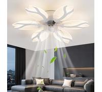 ZOMLBOF Ventilador de Techo con Luz LED Inteligente Moderno 6 Velocidades Silencioso Reversible Regulable ceiling light fan Lampara Ventilador Función Memoria Control Remoto Control por APP，Blanco