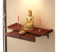 ZomoQryn Altar Pared para El Hogar Mesa MeditacióN con Estantes RetráCtiles Compacta Y Que Ahorra Espacio Estantes Bambú Gran Capacidad Carga Adecuada para El Hogar Y La Oficina Wall-Mounted 40cm