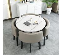 ZomoQryn Combinación Mesa y Silla recepción Oficina Juego Mesa Comedor Redonda para 4 Material Cuero fácil Limpiar Ahorra Espacio Adecuado para cocinas y áreas de recepción de oficinas B-Light Gray