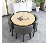 ZomoQryn Combinación Mesa y Silla recepción Oficina Juego Mesa Comedor Redonda para 4 Material Cuero fácil Limpiar Ahorra Espacio Adecuado para cocinas y áreas de recepción de oficinas D-Gray