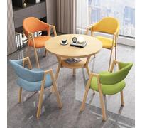 ZomoQryn Elegante Juego Mesa Comedor Redonda Doble Capa con 4 Sillas Juego Mesa Y Sillas Comedor NegociacióN Estructura Metal con Efecto Madera Adecuado para Salas Estar Balcones 4-Color Cloth