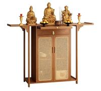 ZomoQryn Mesa Altar Vintage Mesa Altar para El Hogar con Puertas RatáN PláStico Almacenamiento Multifuncional FáCil Montar Adecuada para La Entrada El SalóN O La Oficina Tea Color 140cm-A