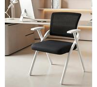 ZomoQryn Silla Oficina Plegable con Ruedas SillóN con Pala Escritura Silla Conferencias con Respaldo Malla DiseñO Apilable Ideal para Conferencias RecepcióN Visitas Y Oficinas En El Hogar White