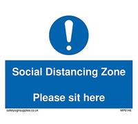 Zona de distanciamiento social Por favor, siéntate aquí