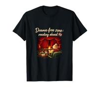 Zona Libre de Drama Leyendo por Delante Amante de los Libros Teatro Arte Camiseta