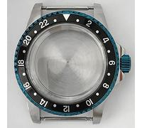 ZONABSQQ Caja de reloj con espejo acrílico, caja de acero inoxidable, repuestos for caja NH35, movimiento mecánico NH36, cubierta de carcasa de reloj de 39,5 mm(GMT Black Circle)