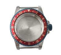 ZONABSQQ Caja de reloj con espejo acrílico, caja de acero inoxidable, repuestos for caja NH35, movimiento mecánico NH36, cubierta de carcasa de reloj de 39,5 mm(GMT Red Circle)