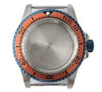 ZONABSQQ Caja de reloj con espejo acrílico, caja de acero inoxidable, repuestos for caja NH35, movimiento mecánico NH36, cubierta de carcasa de reloj de 39,5 mm(Orange Circle)