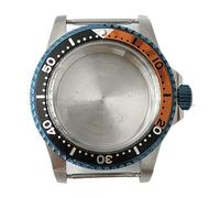 ZONABSQQ Caja de reloj con espejo acrílico, caja de acero inoxidable, repuestos for caja NH35, movimiento mecánico NH36, cubierta de carcasa de reloj de 39,5 mm(Black Orange Circle)