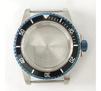 ZONABSQQ Caja de reloj con espejo acrílico, caja de acero inoxidable, repuestos for caja NH35, movimiento mecánico NH36, cubierta de carcasa de reloj de 39,5 mm(Black Yellow Bead)