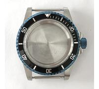 ZONABSQQ Caja de reloj con espejo acrílico, caja de acero inoxidable, repuestos for caja NH35, movimiento mecánico NH36, cubierta de carcasa de reloj de 39,5 mm(Black White Bead)